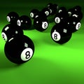 Black billiard balls number eight