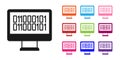 Black Binary code icon isolated on white background. Set icons colorful. Vector Royalty Free Stock Photo