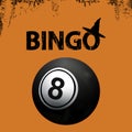 Bingo Halloween grunge background and black ball
