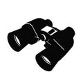 Black binocular icon isolated on white background. Vector illustration of classic binoculars with clear lenses Royalty Free Stock Photo