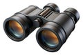 Black binoculars with multiple lenses and reflective orange glass isolated on white background Royalty Free Stock Photo