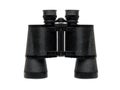 Black binoculars standing isolated on a white background Royalty Free Stock Photo