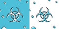 Black Biohazard symbol icon isolated on blue and white background. Random dynamic shapes. Vector Illustration Royalty Free Stock Photo