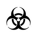 Black biological hazard icon, biohazard symbol isolated on a white background. Royalty Free Stock Photo