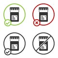 Black Biologically active additives icon isolated on white background. Circle button. Vector