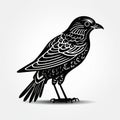 Bold Graphic Illustration Of A Black Bird On White Background