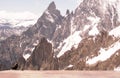 Black bird and rocky mountains Royalty Free Stock Photo