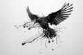 Black bird silhouette made of black water or liquid splash Royalty Free Stock Photo