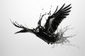 Black bird silhouette made of black water or liquid splash Royalty Free Stock Photo