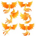 Gradient fire phoenix bird simple logo design