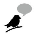 Black bird with speech bubble Royalty Free Stock Photo