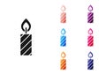 Black Birthday cake candles icon isolated on white background. Set icons colorful. Vector Royalty Free Stock Photo