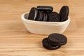 Black biscuit sandwich with vanilla flavor cream