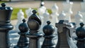 A black Bishop chess piece ready to move against an opponent Royalty Free Stock Photo