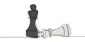 Black bishop versus white one line drawing vector illustration chess game concept minimalist design