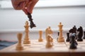 Black bishop winning the game, checkmate Royalty Free Stock Photo