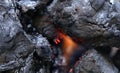 Black bituminous coal with fire