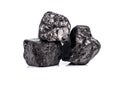 black bituminous coal on white background