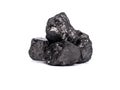 black bituminous coal on white background