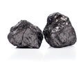 black bituminous coal on white background