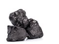 black bituminous coal on white background
