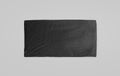 Black black soft beach towel mockup. Dark unfolded wiper