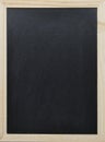 Black blackboard wooden frame with traces white chalk stains.