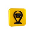 Black Blacksmith anvil tool icon isolated on transparent background. Metal forging. Forge tool. Yellow square button.