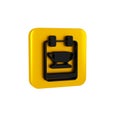 Black Blacksmith anvil tool icon isolated on transparent background. Metal forging. Forge tool. Yellow square button.