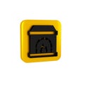 Black Blacksmith oven icon isolated on transparent background. Yellow square button.