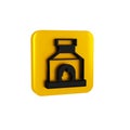 Black Blacksmith oven icon isolated on transparent background. Yellow square button.