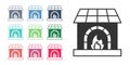 Black Blacksmith oven icon isolated on white background. Set icons colorful. Vector