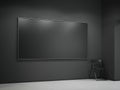 Black blank canvas in the dark gallery. 3d rendering