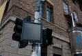 Black blank copyspace monitor on traffic light pole in Melbourn Royalty Free Stock Photo