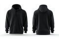 Black Blank Hoodie Mockup Template Front and Back Views Royalty Free Stock Photo