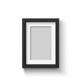 Black blank photo frame set. Vector empty pictures on wall. Square and rectangle art gallery poster Royalty Free Stock Photo