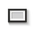 Black blank photo frame set. Vector empty pictures on wall. Square and rectangle art gallery poster Royalty Free Stock Photo