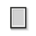 Black blank photo frame set. Vector empty pictures on wall. Square and rectangle art gallery poster Royalty Free Stock Photo