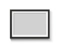 Black blank photo frame set. Vector empty pictures on wall. Square and rectangle art gallery poster Royalty Free Stock Photo