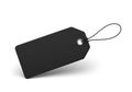 Black blank price tag with string on white background Royalty Free Stock Photo
