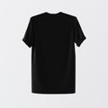 Black Blank Textile Tshirt Isolated Center White Empty Background.Mockup Highly Detailed Texture Materials.Space for