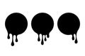 Black blobs set. Drip drops, round spots, splash shapes, ink paint leak or circle liquid black stains isolated collection. Royalty Free Stock Photo