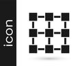 Black Blockchain technology icon isolated on white background. Cryptocurrency data. Abstract geometric block chain