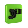 Black Blood pressure icon isolated on transparent background. Green square button.