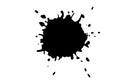 Black blot on a white background. Spots of black ink