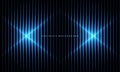 Black and blue abstract modern 3D ribbed background with neon lines Royalty Free Stock Photo