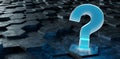 Black and blue question icon on hexagons background 3D rendering Royalty Free Stock Photo
