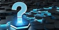 Black and blue question icon on hexagons background 3D rendering Royalty Free Stock Photo