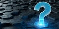 Black and blue question icon on hexagons background 3D rendering Royalty Free Stock Photo
