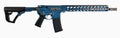 Black & Blue AR15 rifle with SS accents isolated on white background. Royalty Free Stock Photo